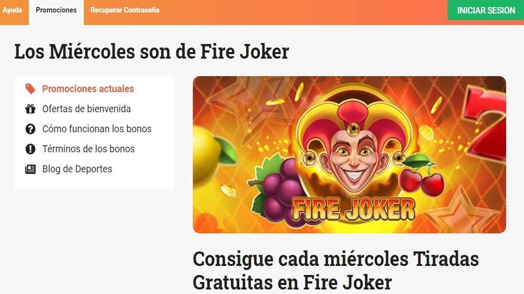 Promoción miércoles de Fire Joker en LeoVegas