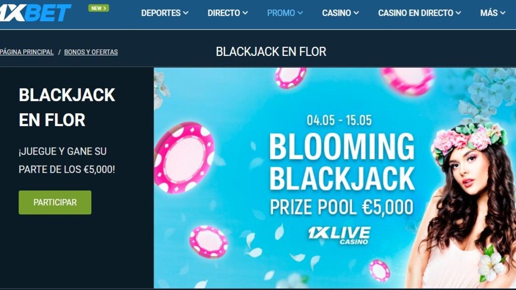 Promoción blackjack en flor de 1xbet