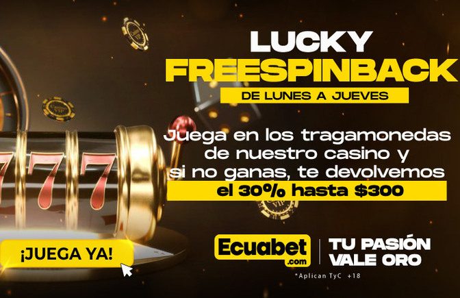 Promoción freespinback Lucky Gold en Ecuabet