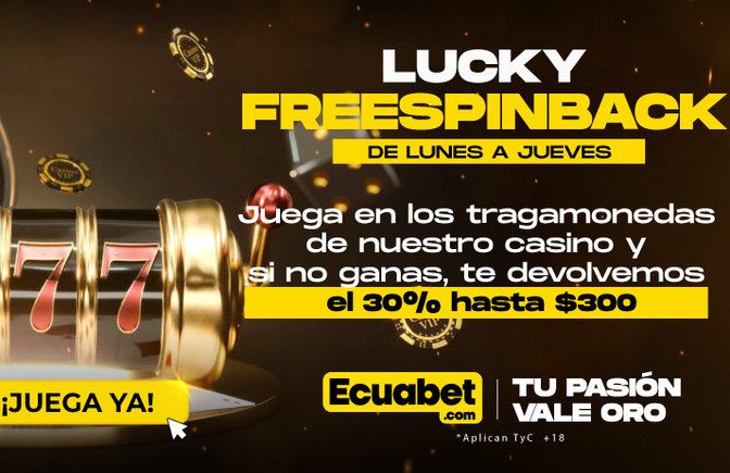 Promoción freespins back Lucky Gold de Julio en Ecuabet
