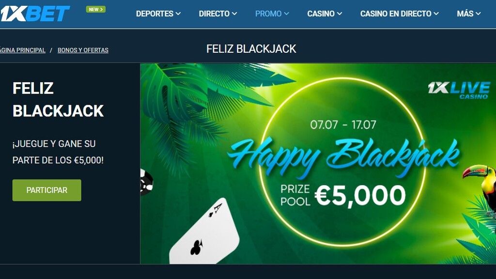 Promoción feliz blackjack de 1xbet
