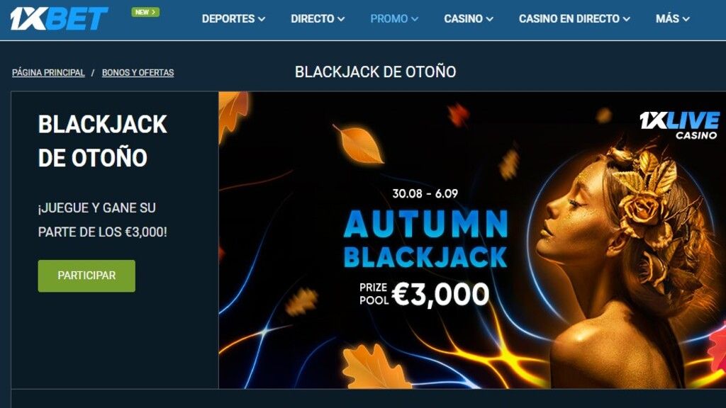 Promoción blackjack de otoño de 1xbet