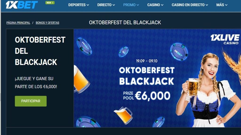 Promoción oktoberfest de blackjack en 1xbet