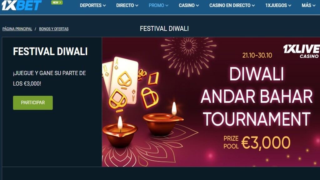 Promoción de casino el festival Diwali en 1xbet